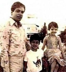  Young Aishwarya Rai with her father and brother