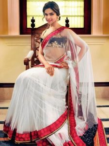Deepika Padukone in Transparent Saree