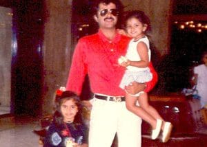 Young Kareena Kapoor and her sister with Anil Kapoor